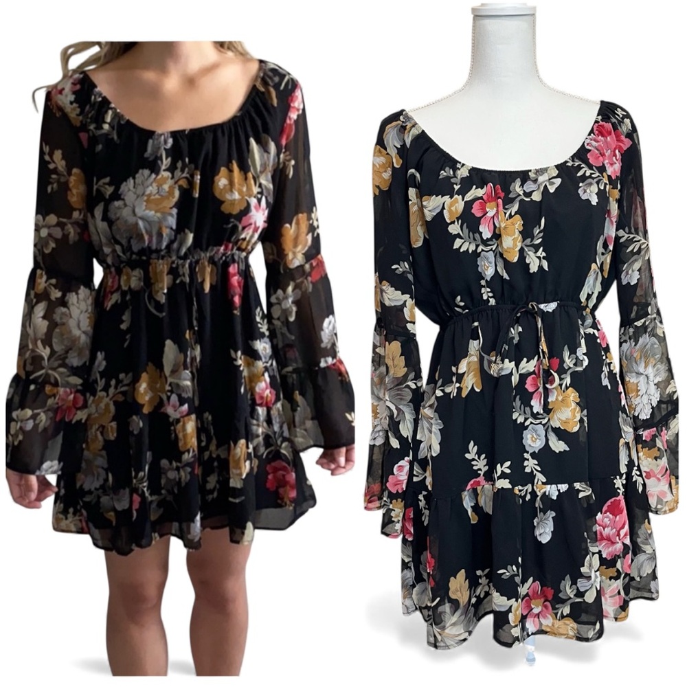 MinkPink Floral Long Sleeve Mini Dress